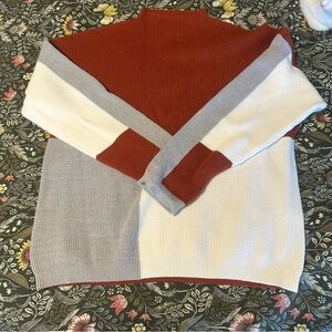 Roolee Rust and Cream Mockneck Sweater